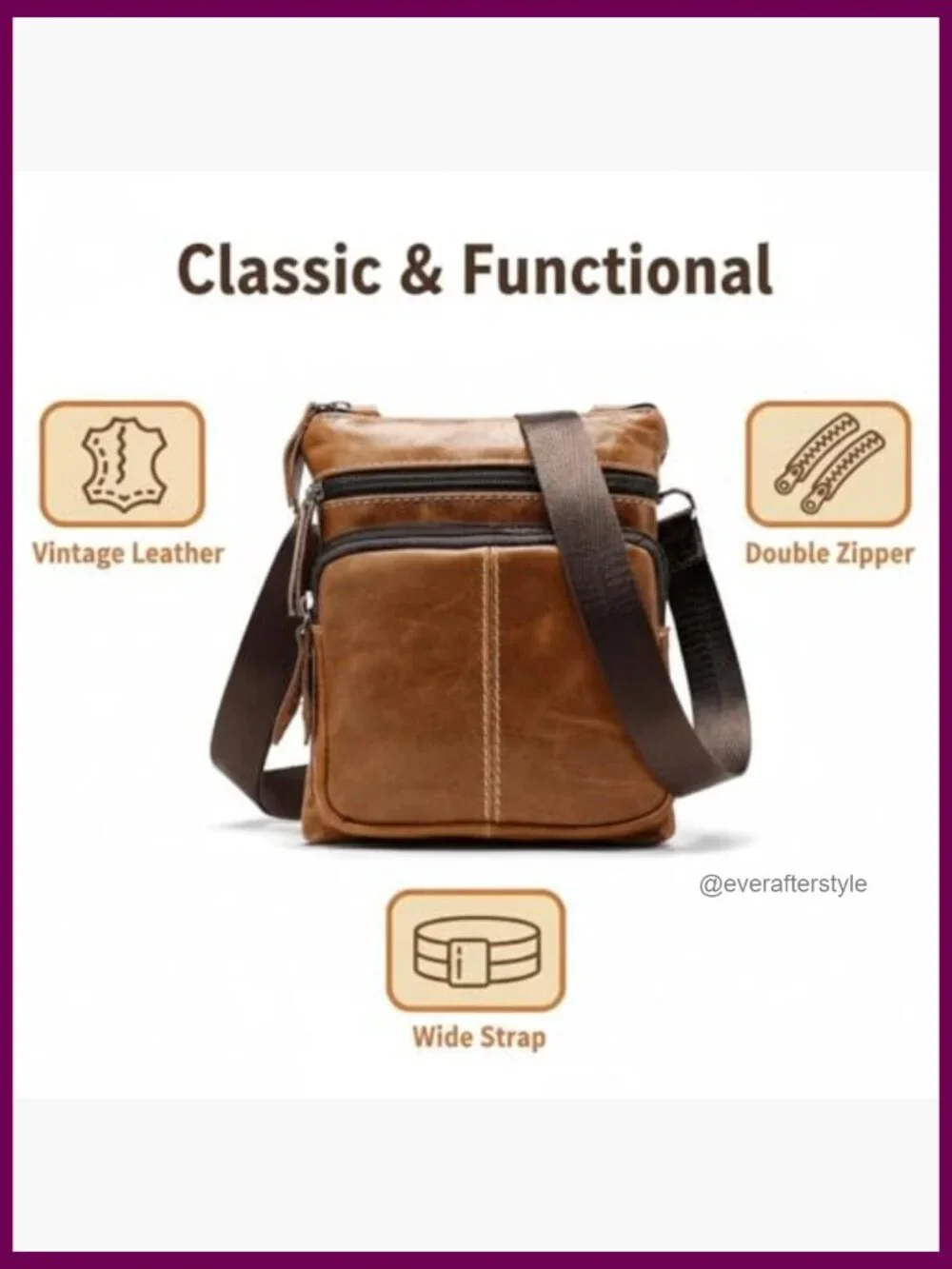 Genuine Leather Crossbody Bag for Men Compact Shoulder Pouch Messenger Purse